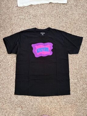 Icecream Black Tee with Purple and Pink Graphic